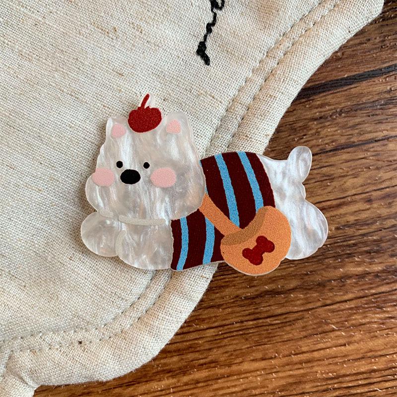 Mädchenhaftes Cartoon Teddybär Acryl Haarspangen Set - Feenhafte Haarnadeln und Pony-Accessoires.