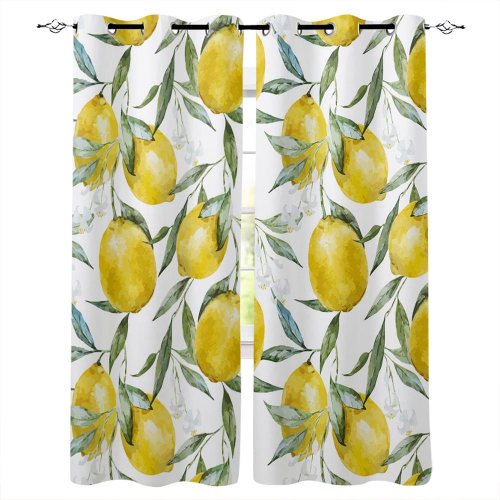 Small Fresh Summer Style Lemon Fruit Luxury Home Curtains Modern Home Supplies Living Room Bedroom Custom Curtains
