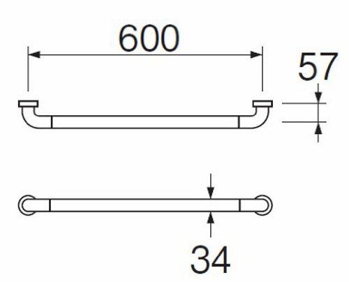 SANEI Handrail, Soft Bar, for Toilets and Bathrooms, with Screws, 600mm Long, W58-600