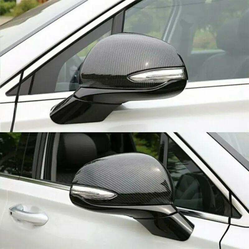 For Hyundai Santa Fe 2018 - 2024 ABS Carbon Fiber Black Rearview Mirror Cover Trims Sticker Car Styling Accessories