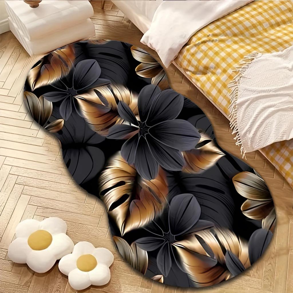 1pc Luxury Tropical Floral Carpet, Durable Non-Slip Washable Indoor Rug For All Seasons, Halloween Thanksgiving Christmas Decor