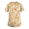 Damen V-Ausschnitt Kurzarm Arbeits-Top mit Taschen Tierprint Medizinisches Kasack-Shirt für medizinisches Fachpersonal Bequeme Passform Strapazierfähiges Gewebe