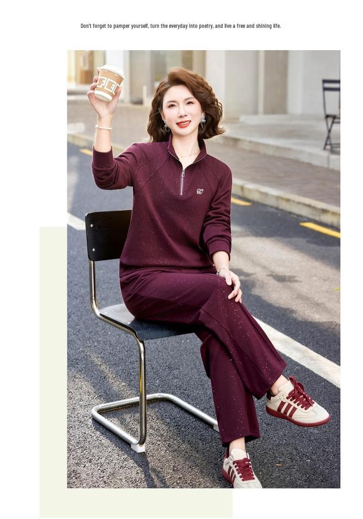 Women's Stylish Spring 2026 Hoodie Two-Piece Set for Middle-aged & Elderly