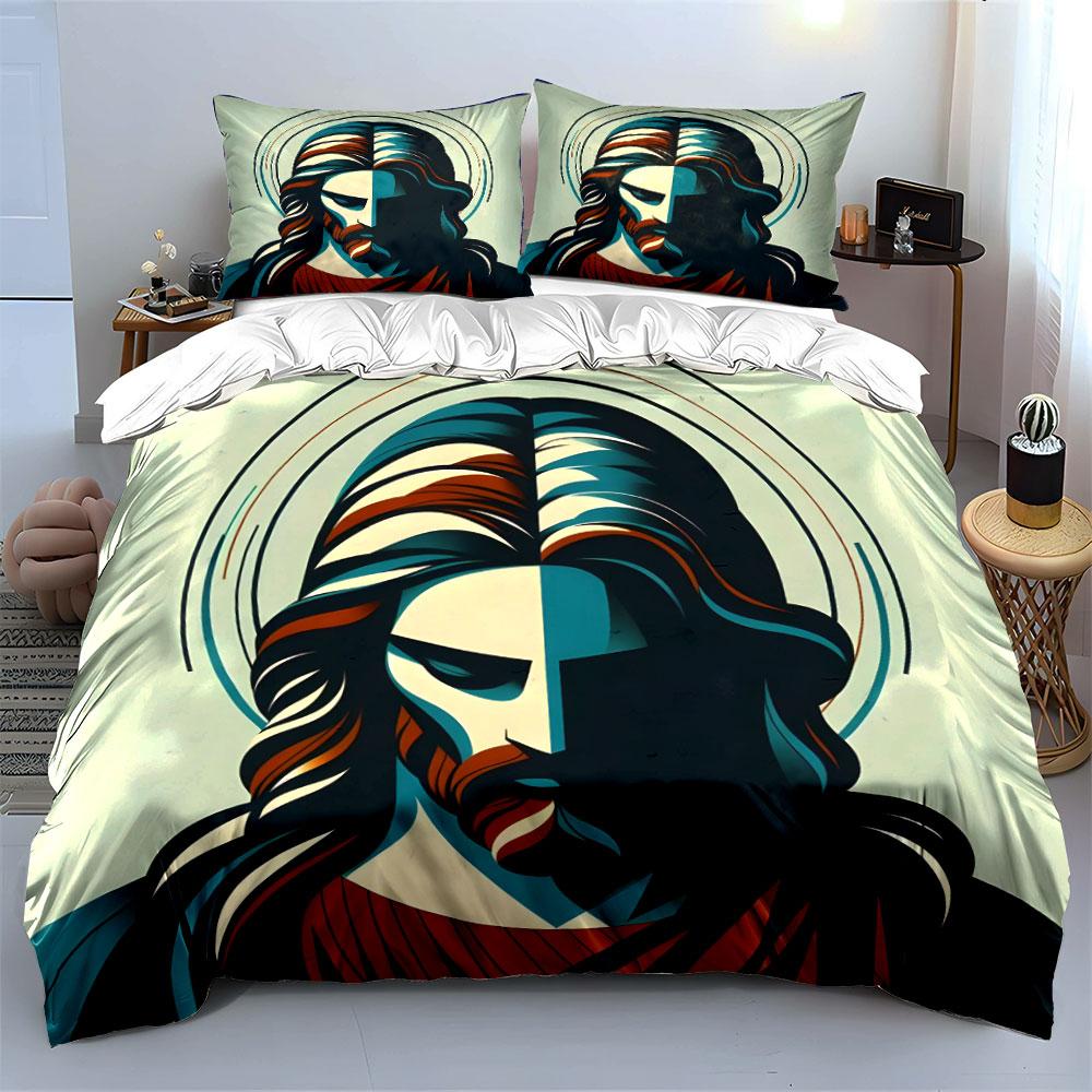 Jesus Christ Face Illustration. Bedding Sets Duvet Cover Sets Duvet Covers Pillowcases(1 * Duvet Cover 2 * Pillowcases, Without Duvet Insert)