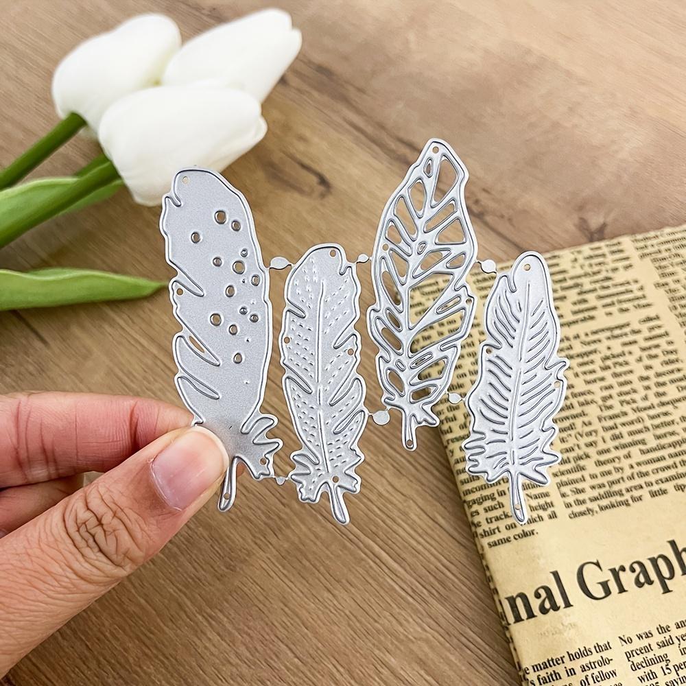 4 ცალი Feathers Metal Cutting Dies Stencils for DIY Scrapbooking დეკორატიული ჭედური წვრილმანი ქაღალდის ბარათებისთვის