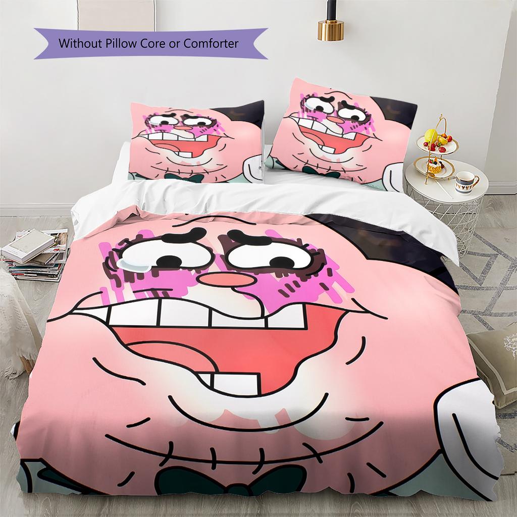 Regular Show Pattern Bedding Quilt Set Home Decoration Gift (1 * Duvet Cover + 2 * Pillowcase Without Core)