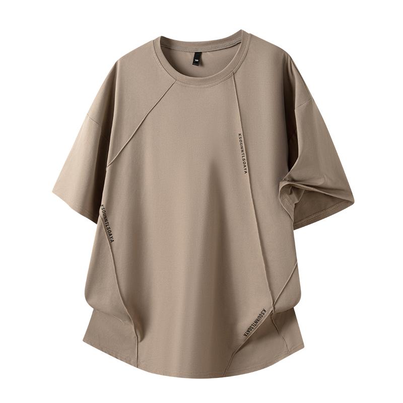 

Cool Silk Cotton Men s Short-sleeved T-shirt Round Neck Half-sleeved Bottoming Shirt Tops Large Size Men s Clothing M хакі