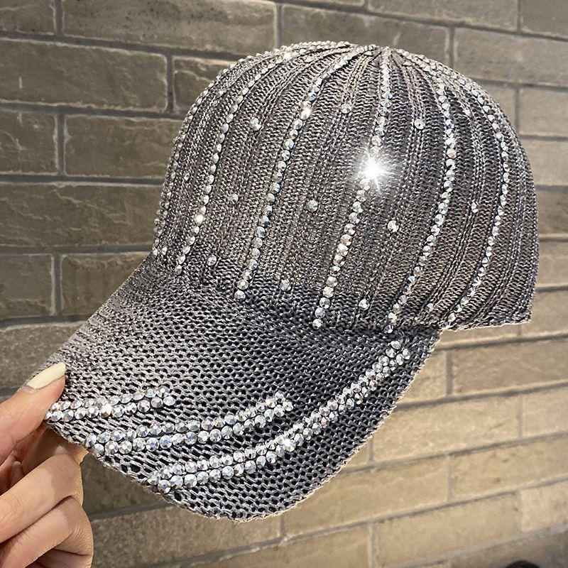 

Летняя большая бейсболка детская кепка с дышащим козырьком кепка со стразами ONE SIZE серый