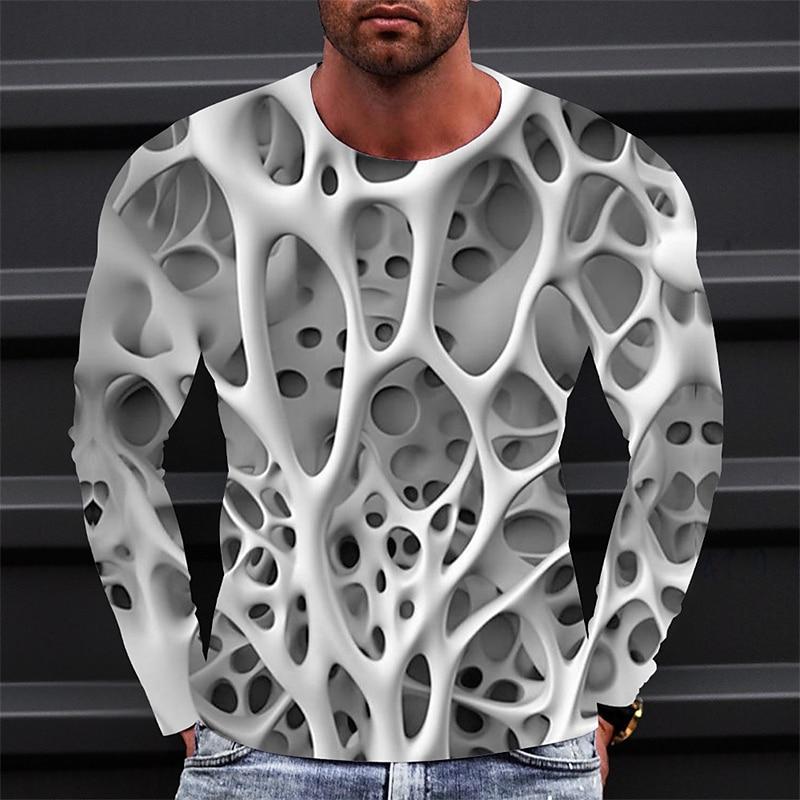Fashion Skeleton Graphic T-shirt For Men Trend Spring Autumn O Neck 3D Printed Long Sleeve T Shirts Cool Loose Catch Eyes Tees 2026