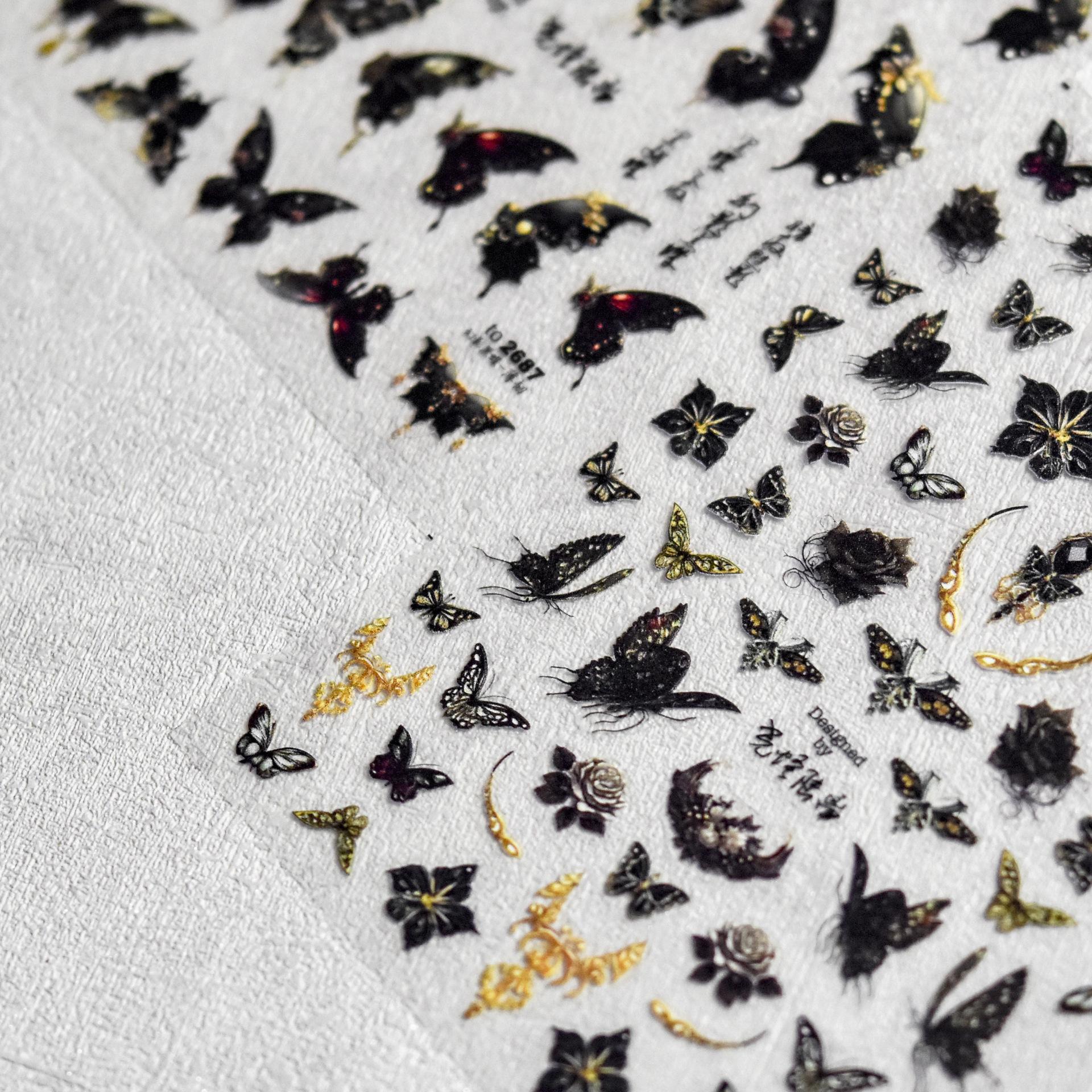 Рельефные наклейки для ногтей «Ночная бабочка» Декоративные креативные наклейки своими — фото 5