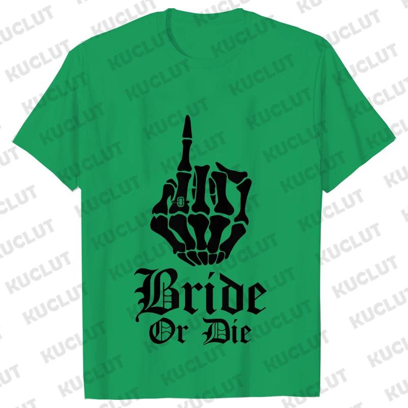 Punk Rock Bachelorette Party Blouse Team Bride or Die T-shirt Bridal Shower Wedding EVJF Tees Single Farewell Skull Graphic Tops