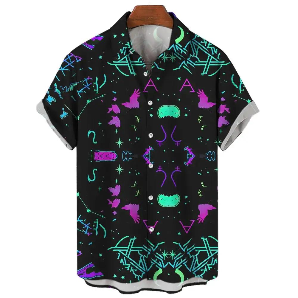 Demonic Horror 3D Printed Hawaiian Shirt Men's Loose Breathable Summer Short Sleeve
