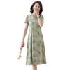 Yalu Elegant Summer Silk Cheongsam Dress
