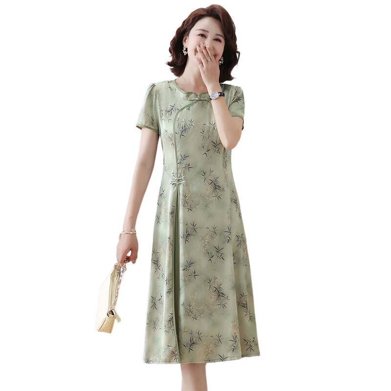 Yalu Elegant Summer Silk Cheongsam Dress