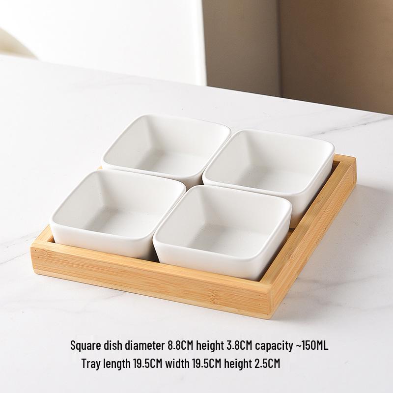 Nordic Ceramic Compartment Snack & Dessert Plate with Lid