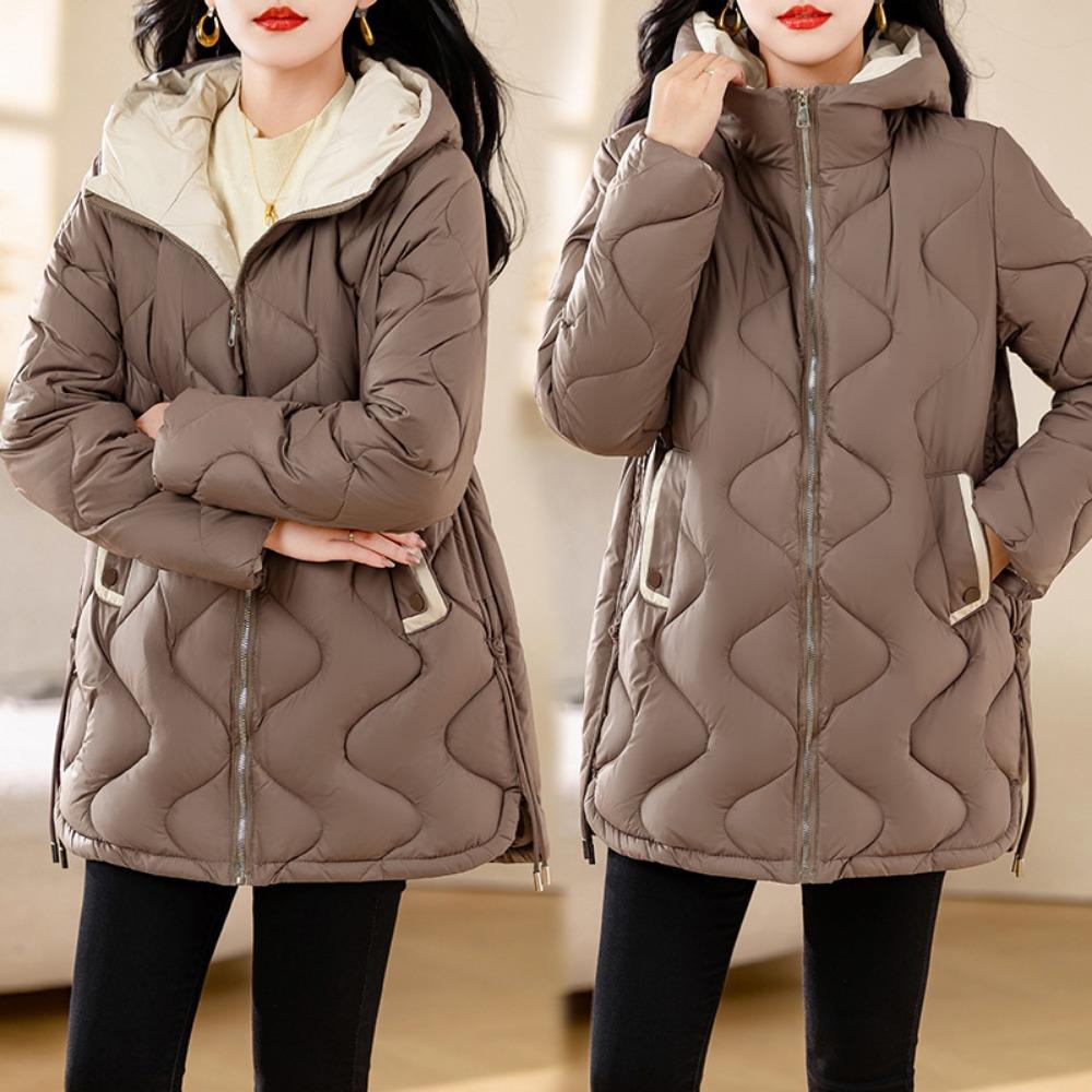 Medium and long rhombus collarless light down cotton clothes women's winter design sense niche small fragrant new cotton-padded coat