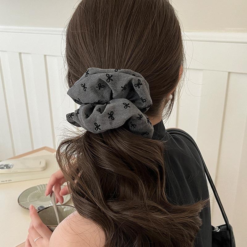 Korean Bowknot Dot Cloth Scrunchies Women Girls Elastic Hair Rubber Bands Accessories Tie Hair Ring Rope Headdress Headwear