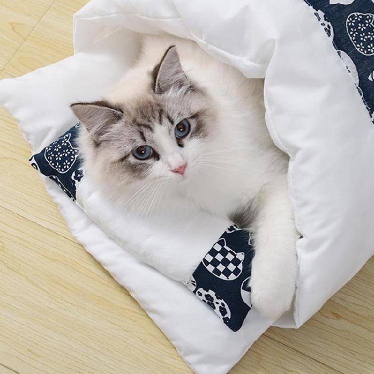 Cat Cave Bed Sleeping Bag Self-Warming Calming & Cosy Pad Cushion with Pillow