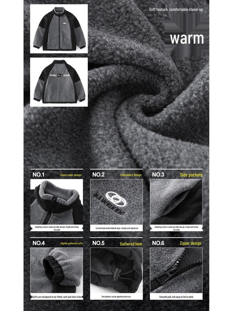 Boys' 2025 Fleece-Lined Waterproof Windproof Autumn/Winter Jacket