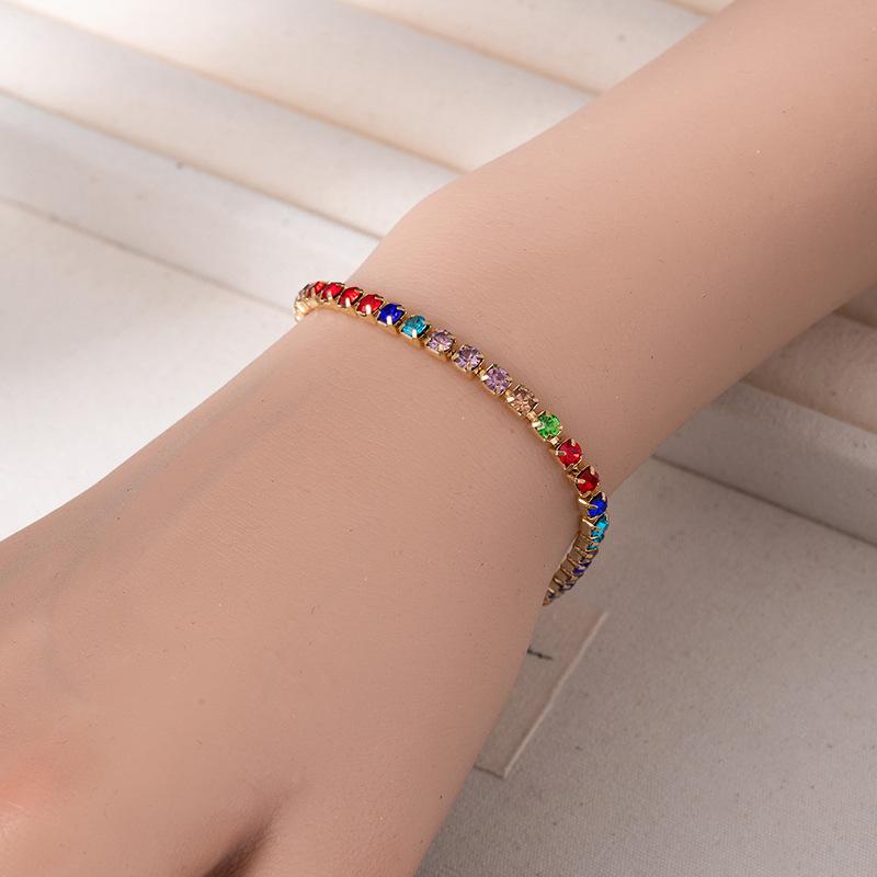 Braccialetto a Riga Singola Full Diamond Hip Hop da Uomo Gioielli per Mano Braccialetto Semplice in Diamante Stile Freddo da Uomo e Donna