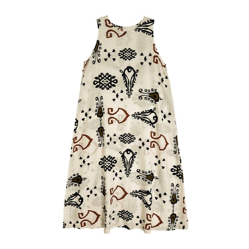 DIMANAF 2026 Women Plus Size Summer Beach Loose Lady Long Dress Vest Sleeveless Vintage Oversize Maxi Print Sundress Clothing