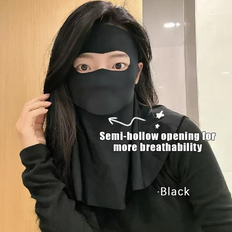 Women Sun Protection Face Mask With Drinking Hole Ice Silk Cooling Uv Block Neck Cover For Cycling Outdoor Summer Accessories