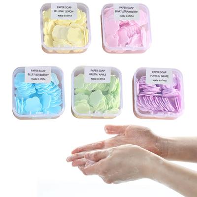 Lynlyulinger Jednorázové papírové mýdlo Papír Papír 5 papírů Mini papírové mýdlo Papír Čisticí papír Petal 5 sada, mýdlo, mýdlo, mýdlo, vůně, přenosné