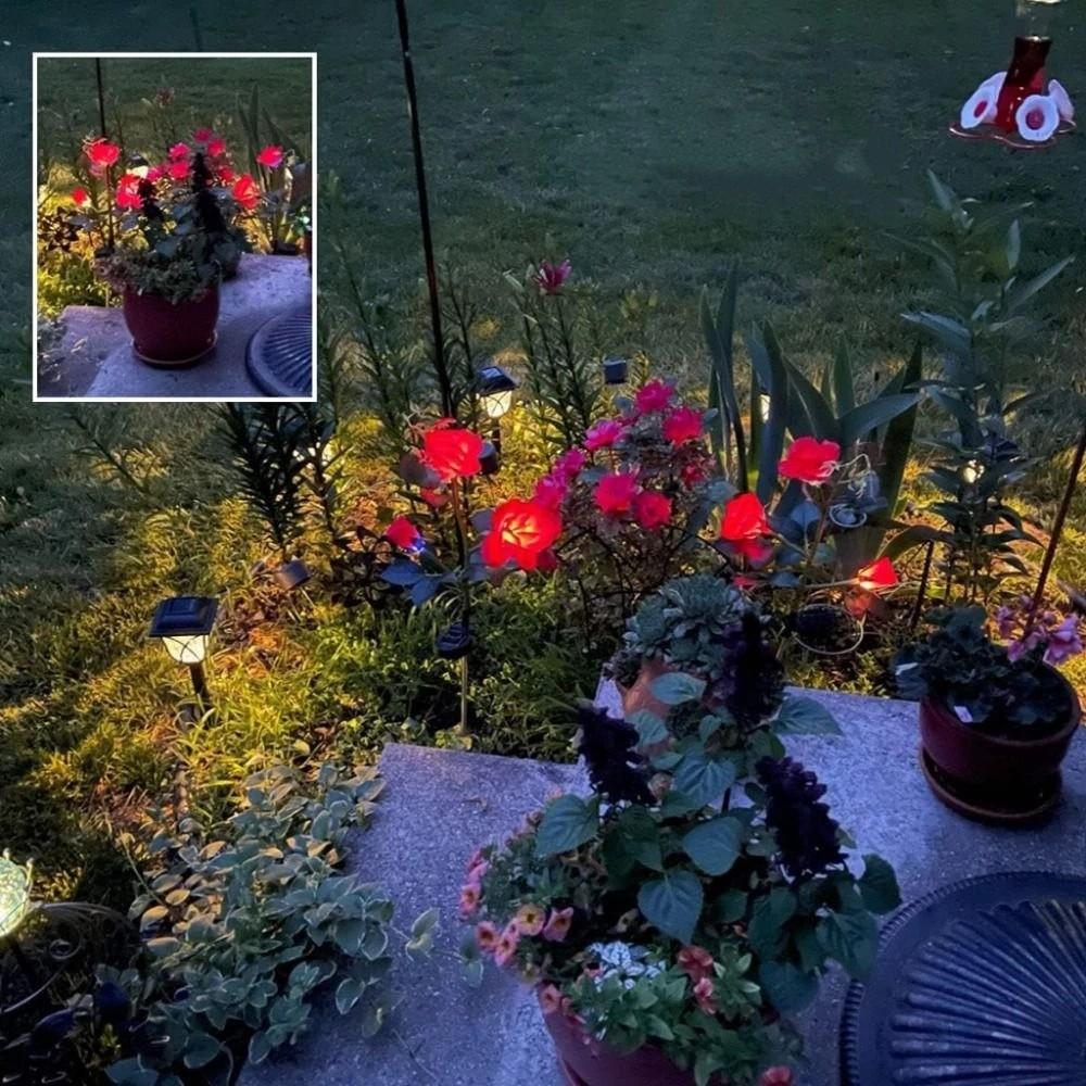 Waterproof Rose LED Solar Light Simulation Flower Solar Flower Lamp Patio