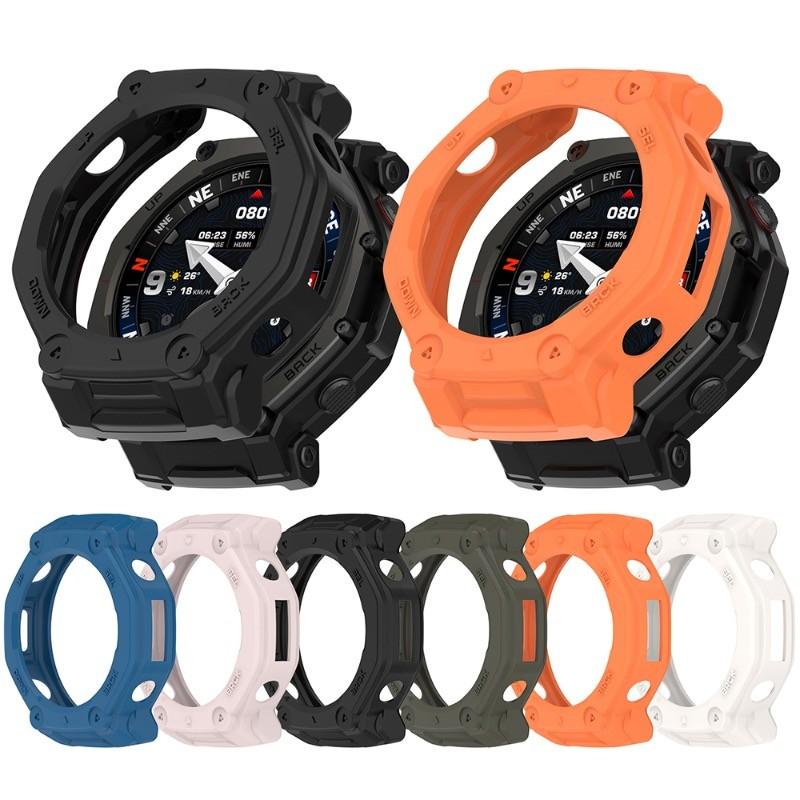 Anti-scratch Screen Protector Tempered Glass Film with Bumper Silicone Protective Cover for Amazfit T-Rex 3 Pro T-Rex3