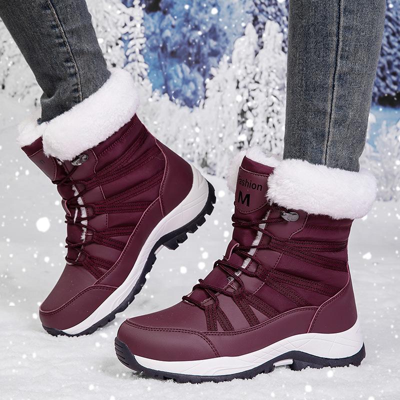 Large Size New Snow Boots for Women, Winter with Added Fleece, Thick Anti Slip Cotton Shoes, Outdoor Midsole Boots