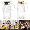 Easy to Cleaning Glass Water Pitcher with Retro Sun Pattern Lid Large Capacity for Family Gatherings and Homes Kitchen Use