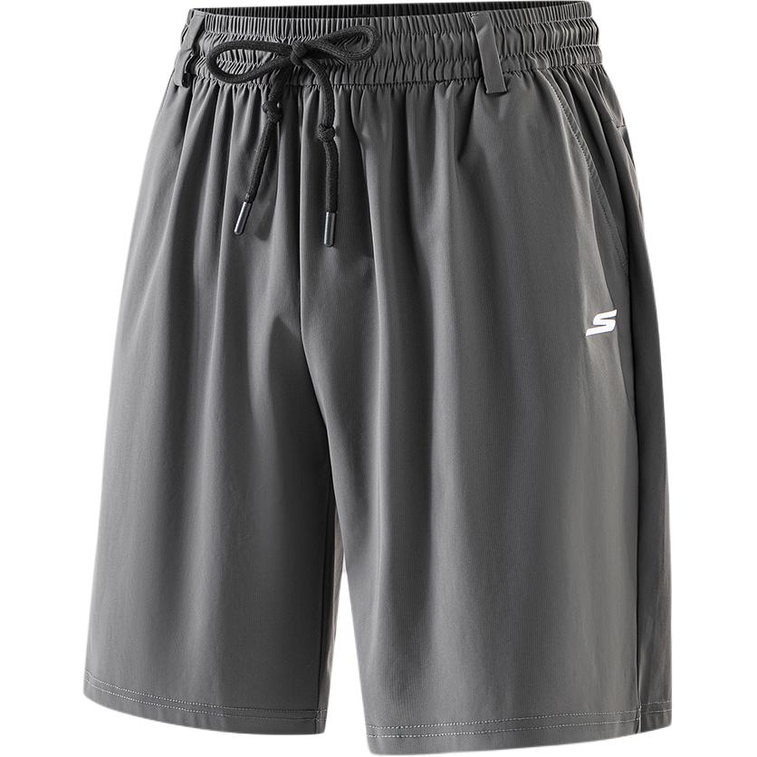 Skechers Sports Versatile Five-Point Fitness Skin-Friendly Comfortable Breathable Cool Feeling Lace-Up Mid-Rise Casual Shorts P225U077-043S S