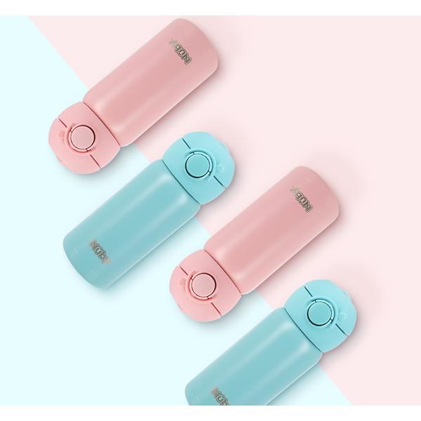 Nubi Stainless Steel One-touch Water Bottle 2, Rosy Pink, 1 Unit, 300ml