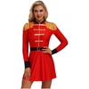 Womens Lion Tamer Costume Tassel Shoulder Long Sleeve Circus Ringmaster Dress Belted Halloween Outfit