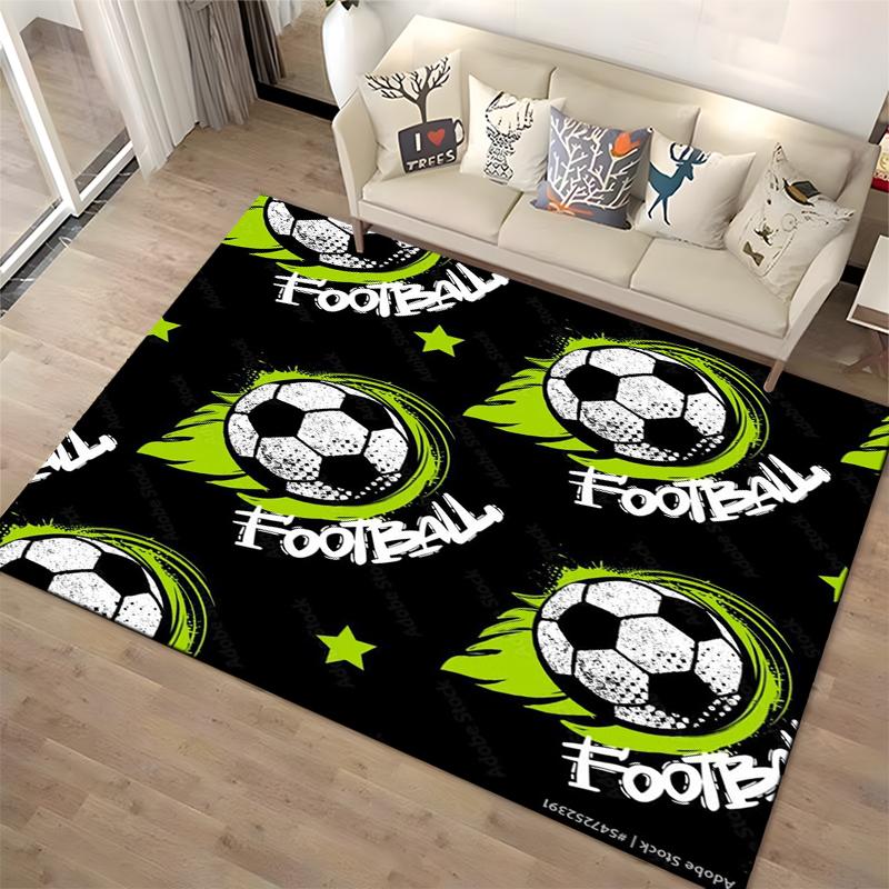 "Soccer Ball Green Graffiti Style Carpet for Living Room Decor" Suitable for use as an anti-slip for living room bedroom sofas