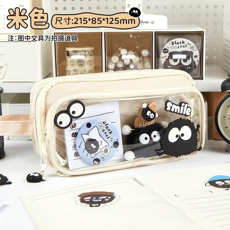 Briquette 10Layers Large Capacity Pencil Case Black Coal Ball Classified Storage Stationery Organizer Bag Student Stationery Box