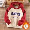 Childrens Velvet Hooded Sweater Letter Print Casual Warm Autumn Winter Kids Clothes