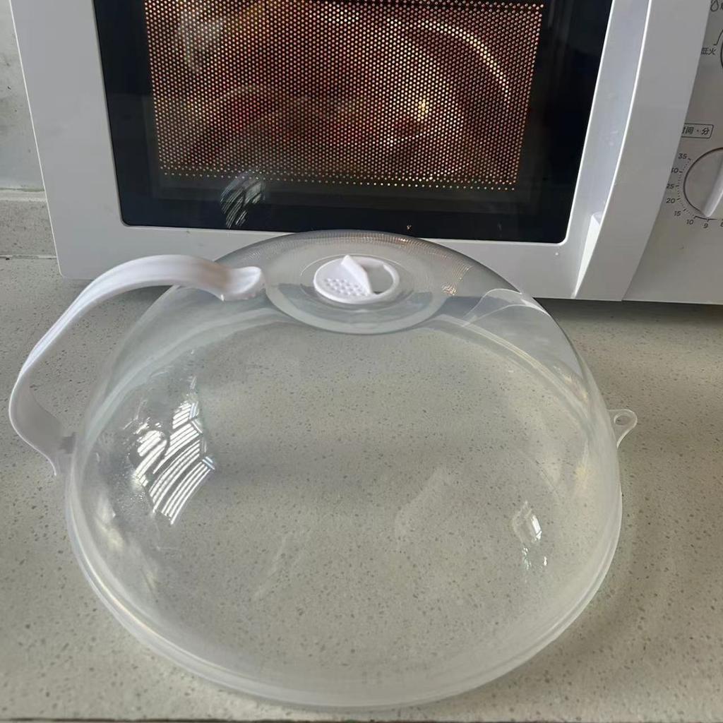 Cubierta a prueba de salpicaduras para alimentos en microondas, cubierta transparente para calentar el horno, cubierta con asa, accesorios para utensilios de cocina para el hogar