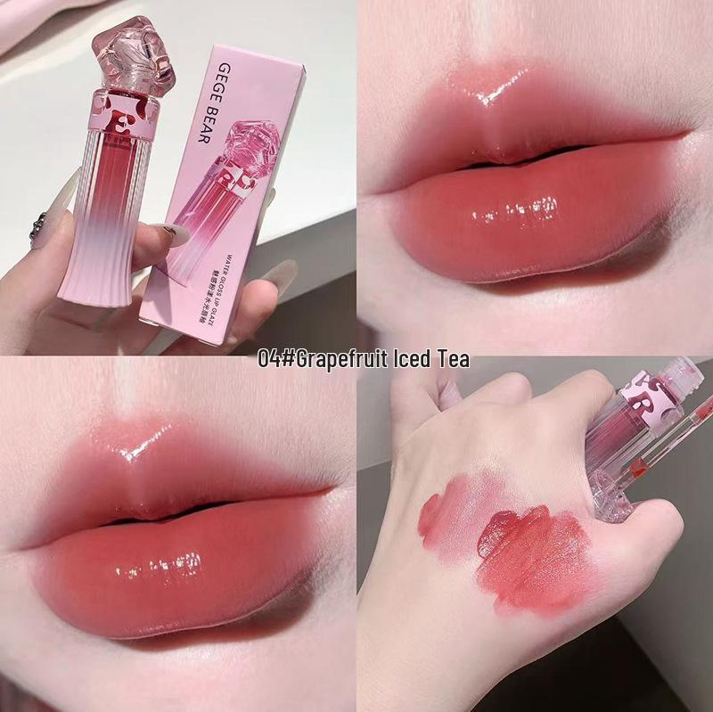 Gege Bear Enchanting Pink Lip Glaze Set for Women – Plumping, Whitening, Dewy Finish Lipstick