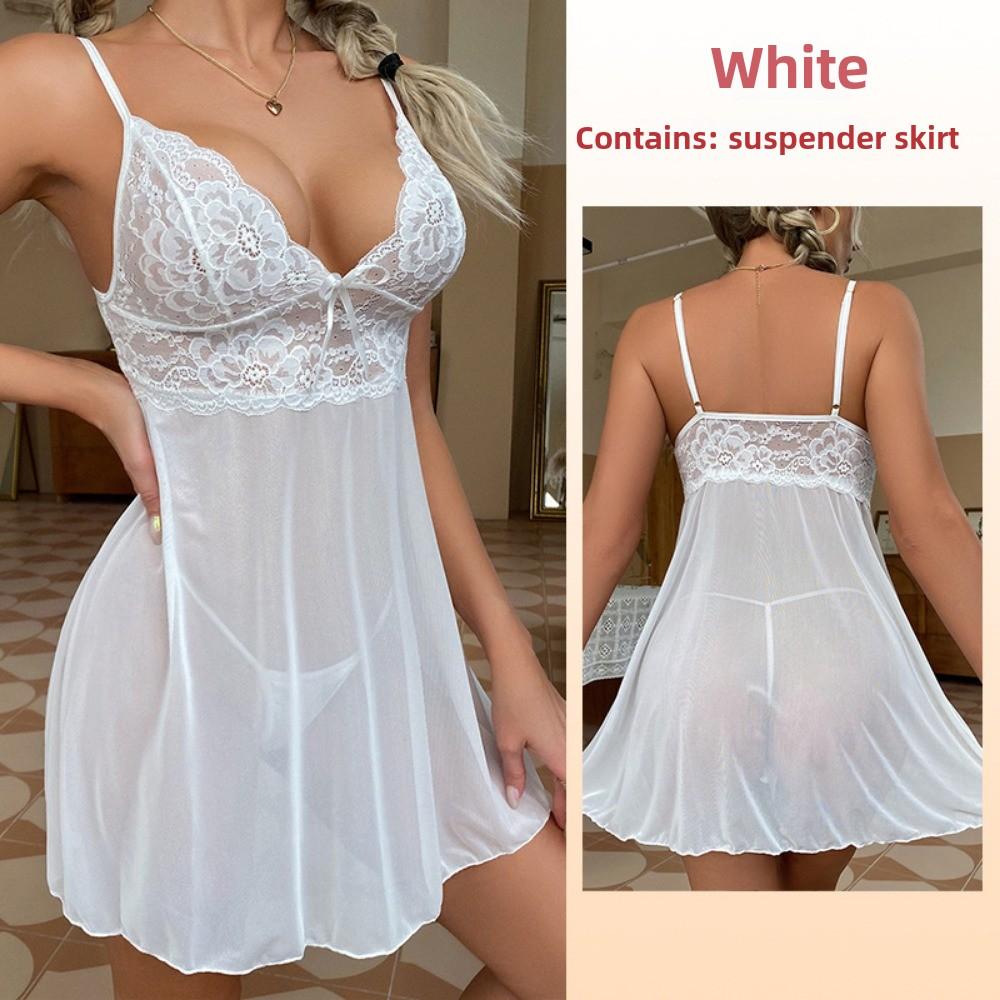 Sexy Underwear Lace Nightdress Suspender Mesh Pajamas Suspender Skirt Loungewear