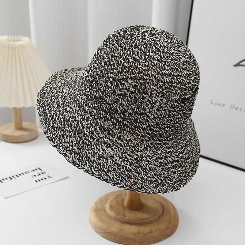 Summer New Bucket Hat Hollow Woven Sunshade Sunscreen Breathable Bucket Hat Fashion Straw Hat