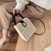 Small Box Beads Handle Straw Bag Portable Messenger Handmade Handbag Straw Bags Beach