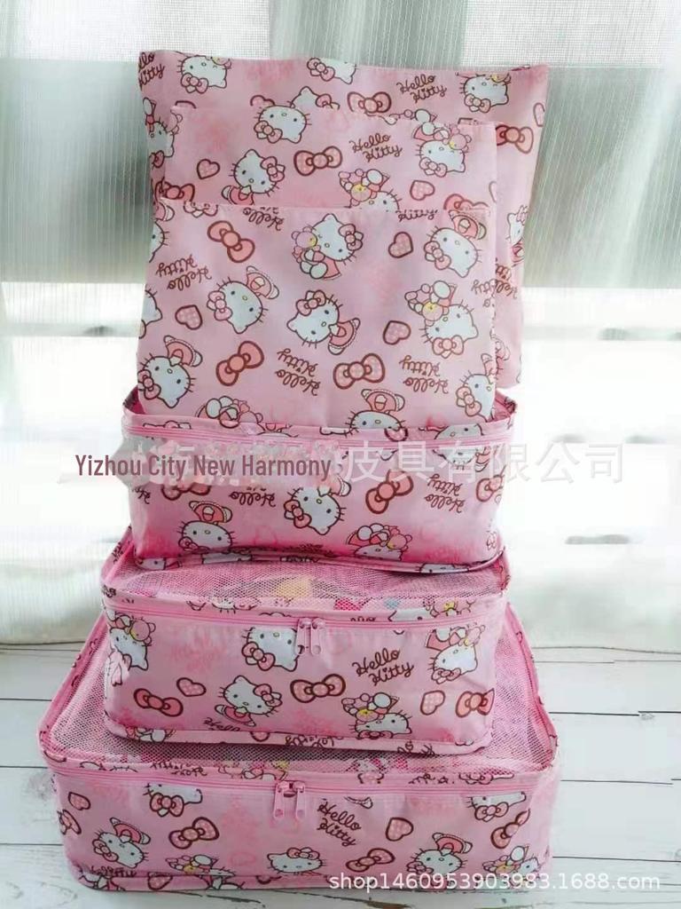 Cartoon Merlot Waterproof Cinnamon Pudding 6-Piece Travel Clothing Storage Set