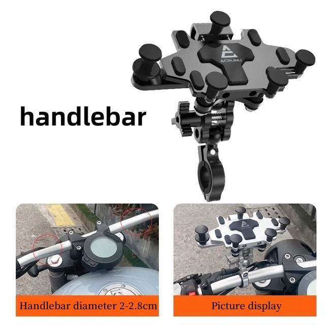 Motorcycle Phone Stand Aluminum Bike Mobile Phone Holder Cellphone Holder For Motorcycle Universal Phone Stand 540°Adjustable