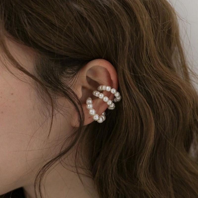 Pearl Ear Cuff Clip Earrings Non-Piercing Bone C-Shaped Ear Ring Without Puncture Minimalist Earrings For Women Fashion Jewelry