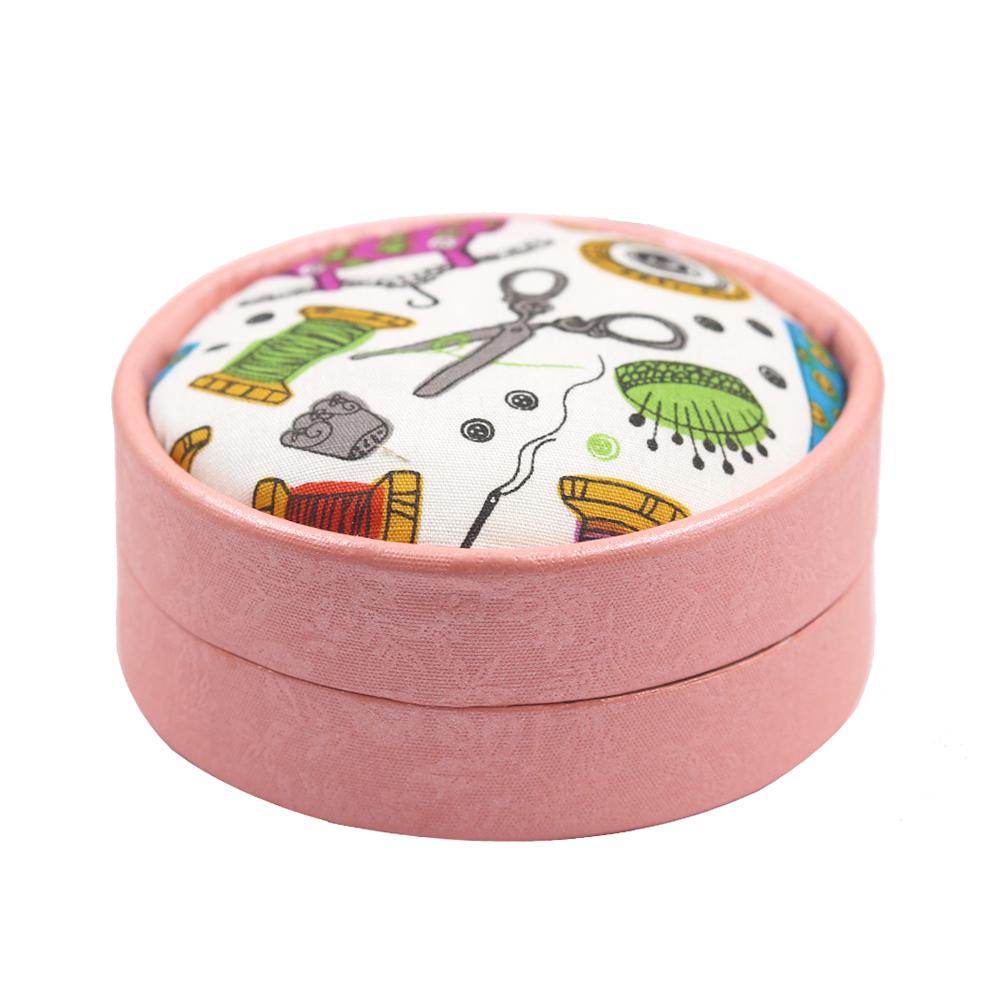 Home Travel Sewing Kit Box Circular Portable Mini Storage Box Needlework Threads Scissor Storage Boxes Set DIY Sewing Tool