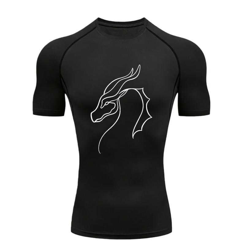 Dragon Head 2026 Men Sports T Shirt Training Jogging Running Workout T Shirt Compression Rashguard Tops Tee Short Sleeve T Shirt
