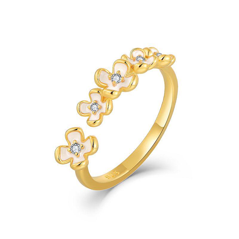 Charming Resin Flower Ring: S925 Sterling Silver, Adjustable, Fashionable, and Exquisite US Size 6