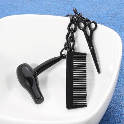 Mycie, cięcie, dmuchanie, brelok ze stopu nożyczki, elektryczny wiatr dmuchający grzebień wisiorek, brelok biżuteria wisiorek