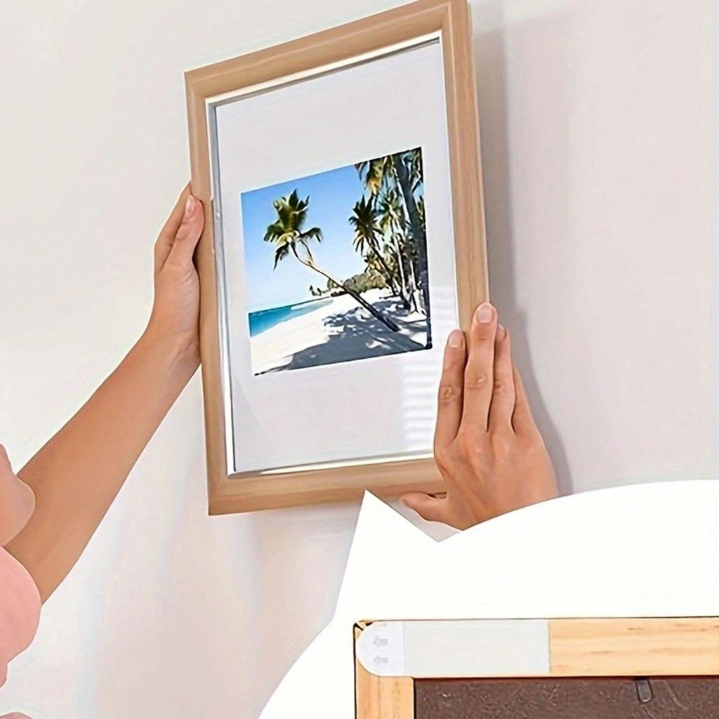 12-Pack Nail-Free Photo Frame Mounting Strips, Double-Sided Adhesive Magic Tape, Removable & Damage-Free Wall Hooks